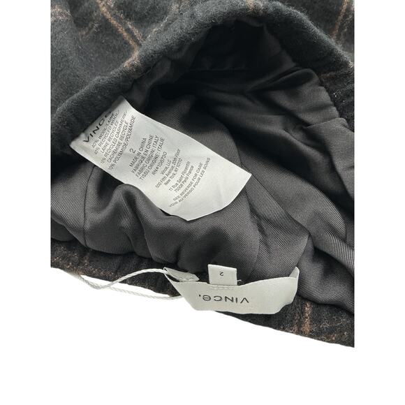 Vince Checked Recycled Black Wool-Blend Wide-Leg Pants Size 2 - Picture 4 of 4